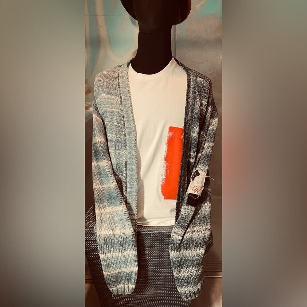 Paul & Shark Sweater - Greg Lauren Blue Sweater - Size Medium - Wool Cardigan -